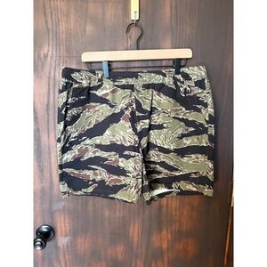 QILO Tiger Stripe Camo Shorts Mens XL Green Brown Black Cotton Tactical